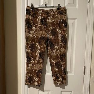 Isaac Mizrahi Brown Floral Ankle Jeans